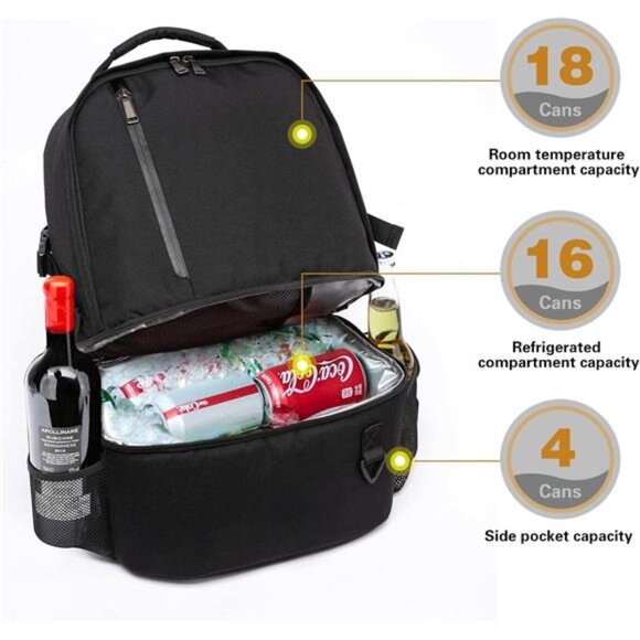 Insulated CoolerBackpack 38/42Cans DoubleDeck Leakproof Lightweight SoftBackpack - Picture 3 of 7